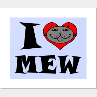I Heart Cat - Grey Kitty Posters and Art